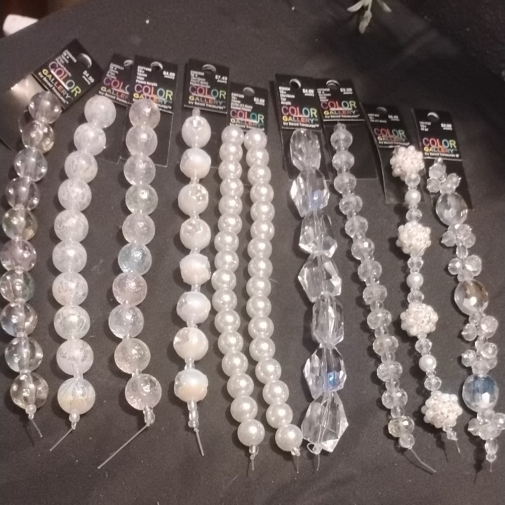 Assorted Clear and White Beaded Strands